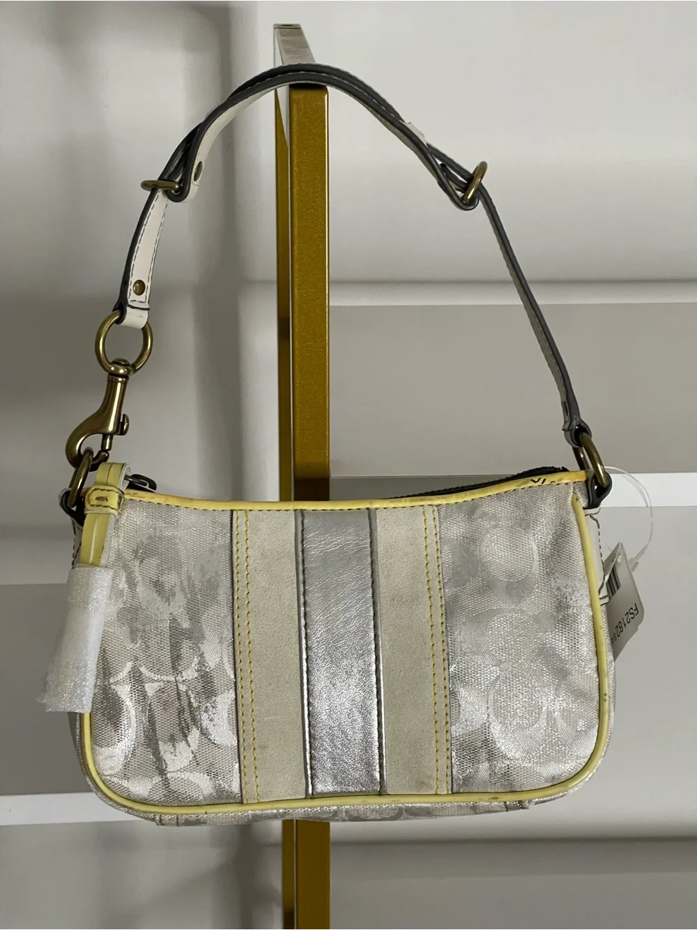 Coach Metallic Silver Signature Demi Bag